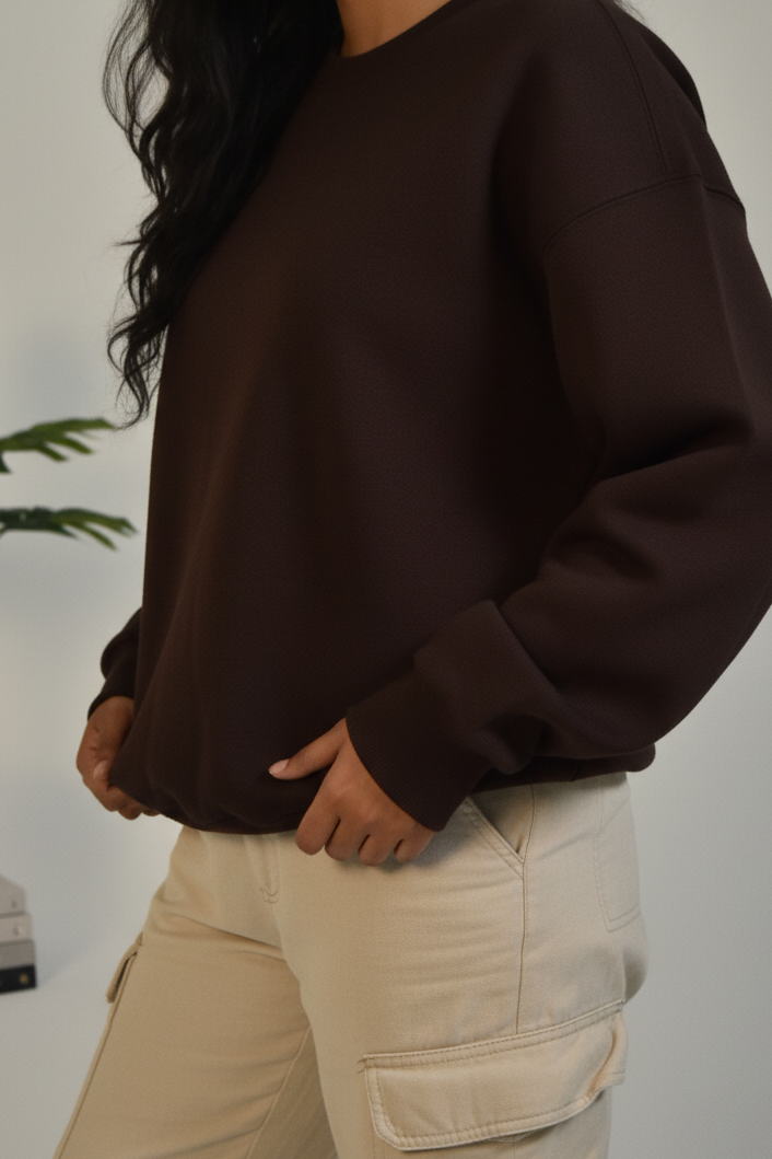 Relaxed Fit Sweatshirt - Coffee