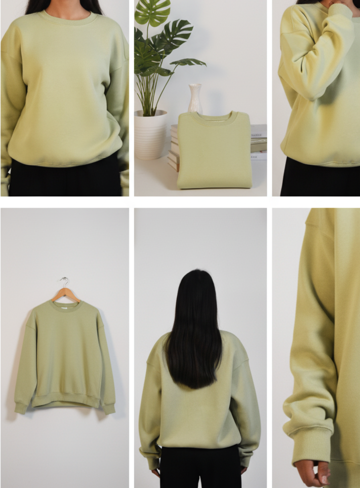 Relaxed Fit Sweatshirt - Pista Green